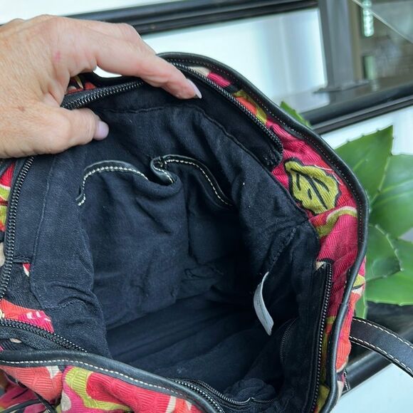 Talbots Canvas Floral Shoulder Bag Purse – Vibrant Colors, Black Trim, Like New - Picture 8 of 8